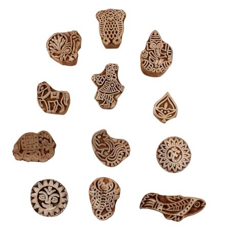Set of 12 Piece New Mix Wooden Printing Blocks
